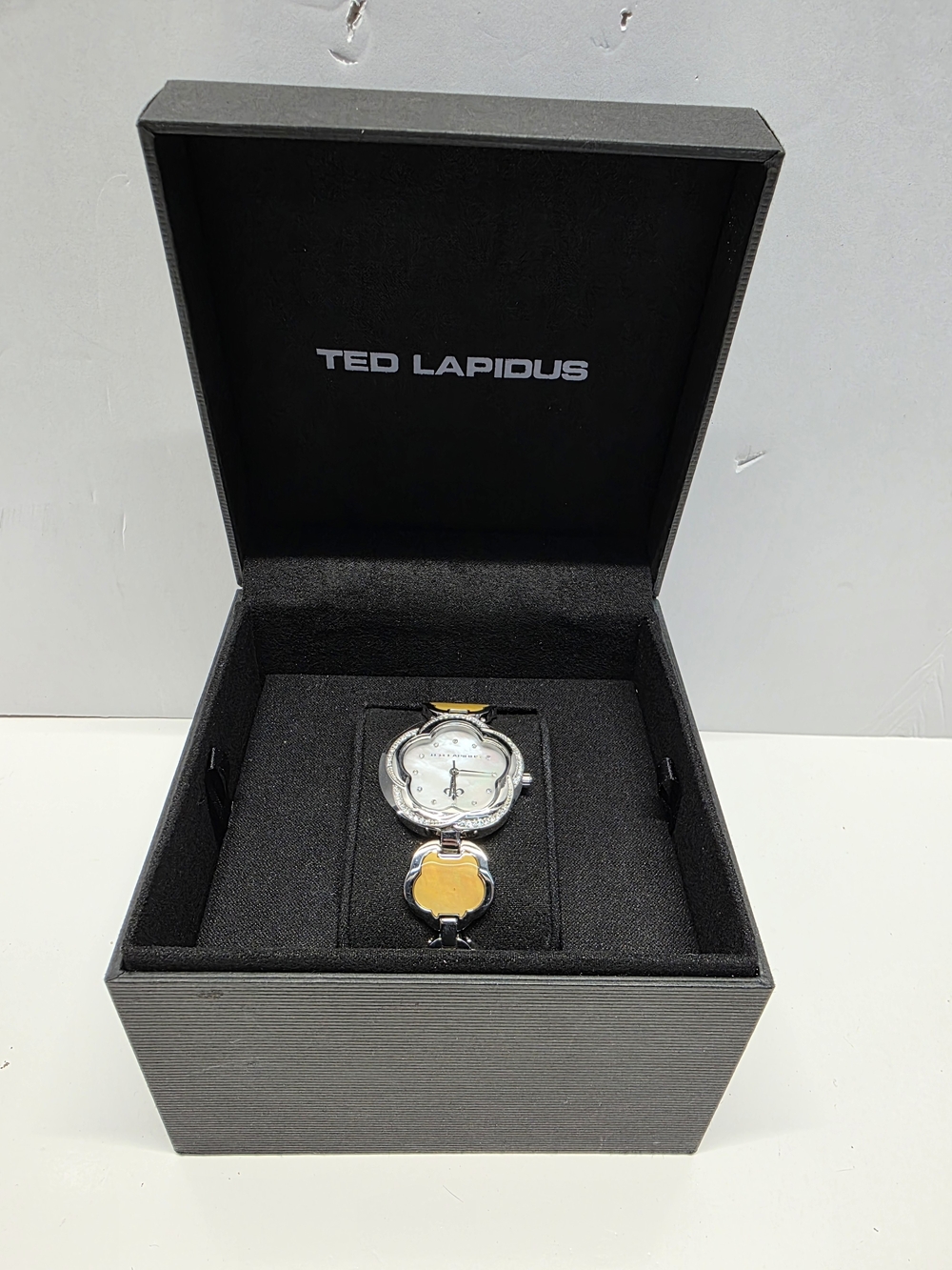 Ted Lapidus Silver Watch with Yellow Accents